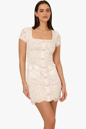 Adrianna Papell Corded Lace White Short Dress40