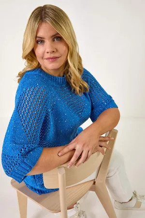 Roman Curve Metallic Diamond Knit Top44
