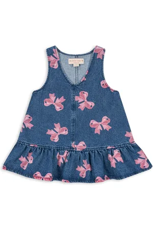 Konges Sløjd Magot Bow Print Short Sleeve 100% Organic Cotton Denim Dress9298cm