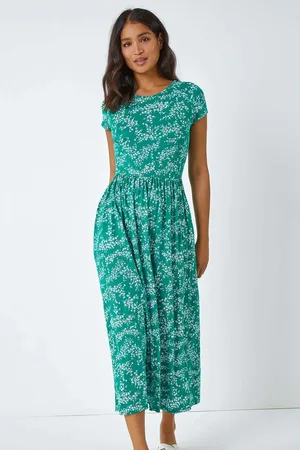 Roman Ditsy Gathered Skirt Stretch Midi Dress44