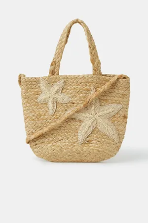 Accessorize Embroidered Starfish Jute Tote BagEén