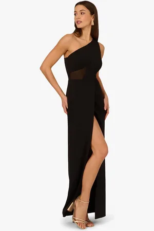 Adrianna Papell Knit Crepe Long Black Dress40