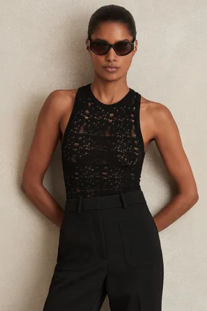 Reiss Tia Floral Print Lace Bodysuit38