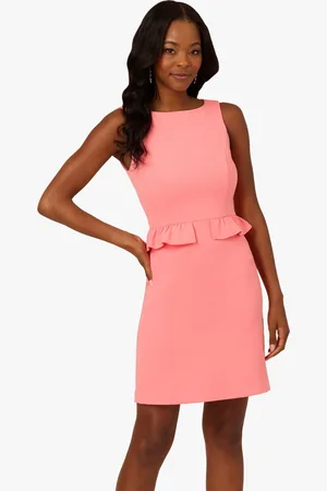 Adrianna Papell Pink Ruffle Sheath Short Dress38