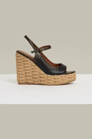 Reiss Camila Leather Whipstitch Wedges Sandalseu41