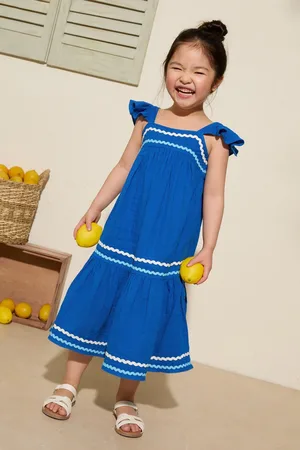 Friends Like These Crinkle Lace Trim Tiered Midi Sun Dress (3-12jaar)116122cm