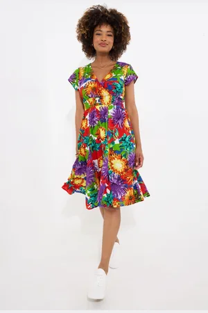 Joe Browns Colour Pop Floral Print Cap Sleeve Knee Length Dress42