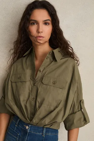 Reiss Thalia Pleat-Hem Cropped Shirt42