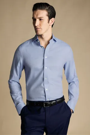 Charles Tyrwhitt Slim Fit Cutaway Non-iron Herringbone 100% Cotton Shirt41 cm R (UK 16 R)
