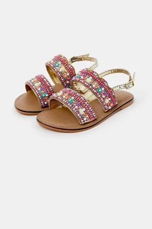 Accessorize Girls Flower Beaded Strap Sandalsuk12eu305