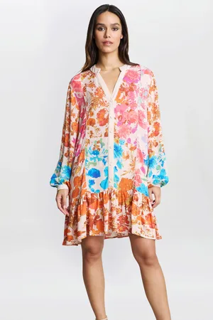 Gina Bacconi Millie Short Floral Print Shirt Dressxlarge