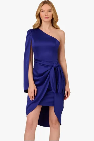 Adrianna Papell Blue Side Knot Draped Dress40