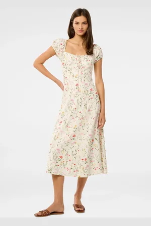 Forever New Sallie Linen Blend Tie Front Midi Dress42