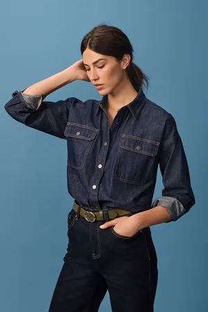 Next Print Oversized denim-shirt van 100% katoenL Reg