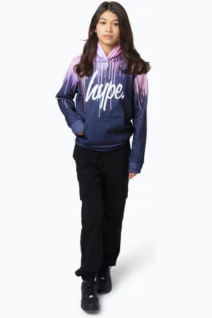 Hype . Girls Multi Dark Pastel Drips Black Hoodie134140cm