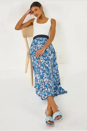 Roman Floral Print Pleated Skirt44