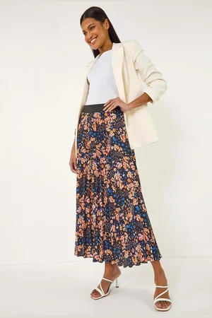 Roman Ditsy Floral Print Pleated Stretch Skirt46