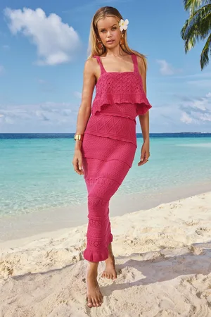 Lipsy London Summer Crochet Stitchy Knitted Strappy Midi Dress38