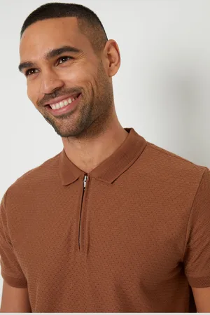 Threadbare Textured Quarter Zip 100% Cotton Polo Shirtxxlarge