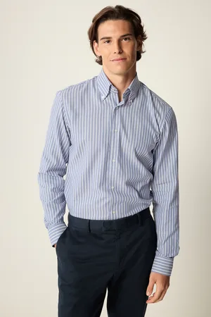 Next Regular Fit Easy Care Long Sleeve Single Cuff Royal Oxford Shirt39cm R (UK 15.5 R)