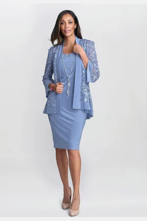 Gina Bacconi Blue Beverley Soutache Dress And Jacket With Necklace48