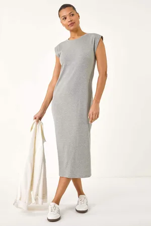 Roman Ribbed Cap Sleeve Midi Dress38