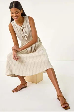 Roman Pinstripe Bow Detail Midi Dress42