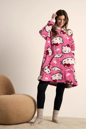 Brand Threads Hello Kitty Womens Hooded BlanketEén