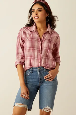 Ariat Blue Billie Jeans Western Dobby 100% Cotton ShirtX-Small