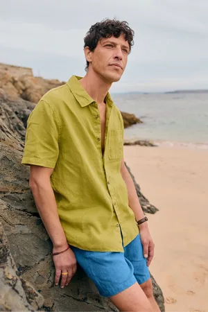 Seasalt Cornwall Mens Carne Short Sleeve 100% Linen Shirtlarge