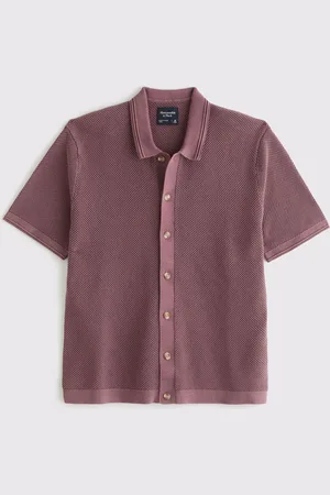 Abercrombie & Fitch 100% Cotton Knitted Button Through Polo Shirtlarge