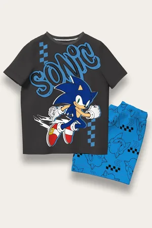 Brand Threads 100% Cotton Sonic The Hedgehog Short Pyjama Set134140cm