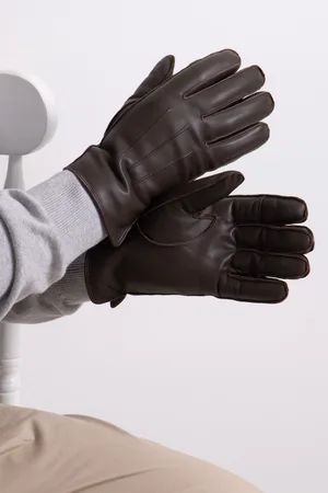 Totes Isotoner Premium 3 Point winterhandschoenen van leer met voering van imitatiebontL-XL