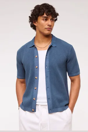 Abercrombie & Fitch 100% Cotton Knitted Button Through Polo Shirtxlarge
