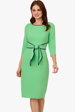 Adrianna Papell Green Tipped Crepe Tie Dress38