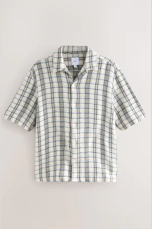 Next Textured Check Short Sleeve 100% Cotton Shirtsmall