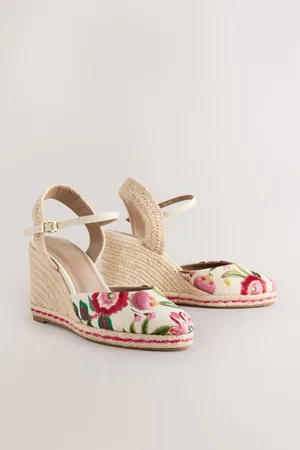 Next Forever Comfort Round Toe Embroidery Espadrille WedgesEU 39 (UK 6)