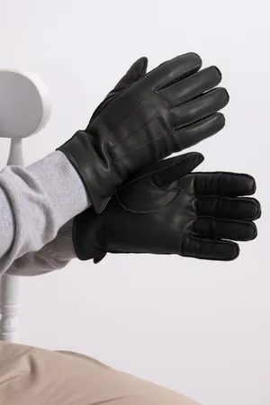 Totes Isotoner Premium 3 Point winterhandschoenen van leer met voering van imitatiebontL-XL