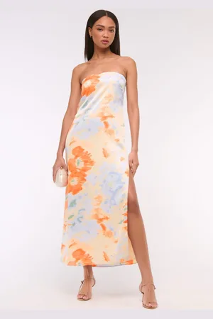 Abercrombie & Fitch Blue Strapless Floral Maxi Dressxlarge
