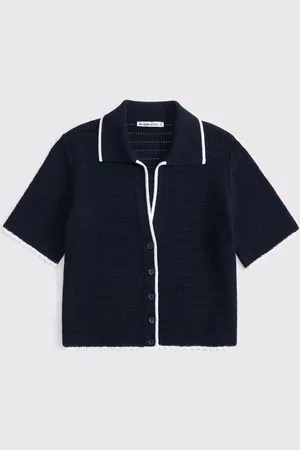 Abercrombie & Fitch Textured Knitted 100% Cotton Shirtmedium