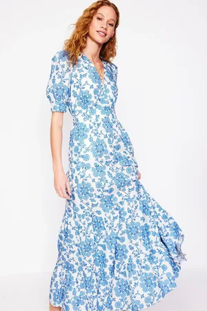 Boden Bella Puff Sleeve Maxi 100% Cotton Dress44