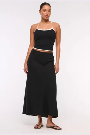 Abercrombie & Fitch Linen Blend Bias Cut Maxi Skirtxlarge