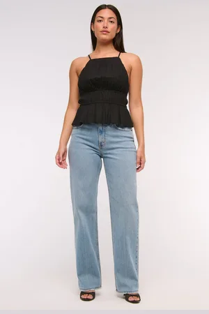 Abercrombie & Fitch Blue Curvy 90s Relaxed Clean Hem Jeans40