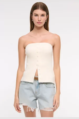 Abercrombie & Fitch Strapless Button Through Knitted Tube Topsmall