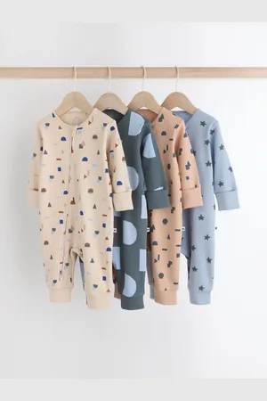 Next Verpakking van 100% bedrukte katoenen voetloze babypyjama