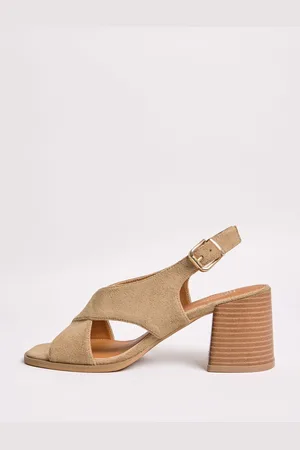 Friends Like These Mid Block Stacked Heel Cross Strap Faux Suede Sandals8 EU 41 W