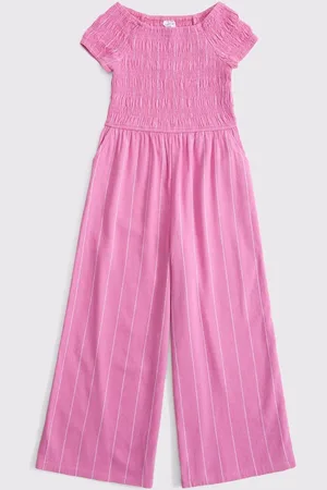 Abercrombie & Fitch Pink Tie Front Linen Jumpsuit122128cm