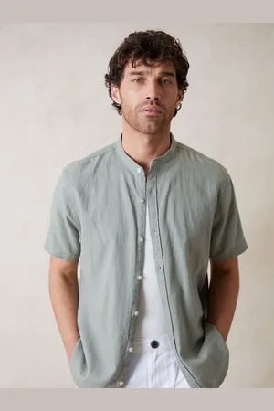 Threadbare Overhemd van linnenmix zonder kraag met korte mouwenxlarge