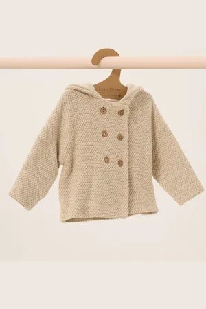 HOMEGROWN 100% Cotton Organic Twisted Double Knit Hooded CardiganTot 3 maanden (50
