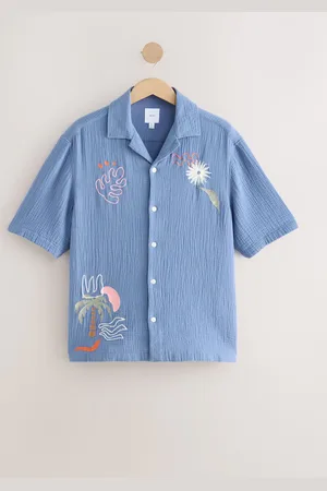 Next 100% Cotton Cheesecloth Embroidered Short Sleeve Shirt2X-Large